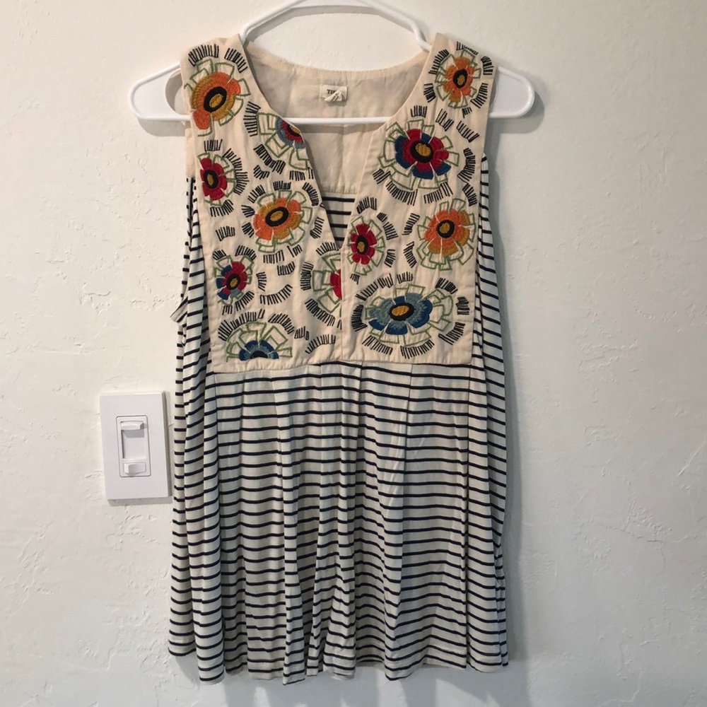 Anthropology embroidered tank top